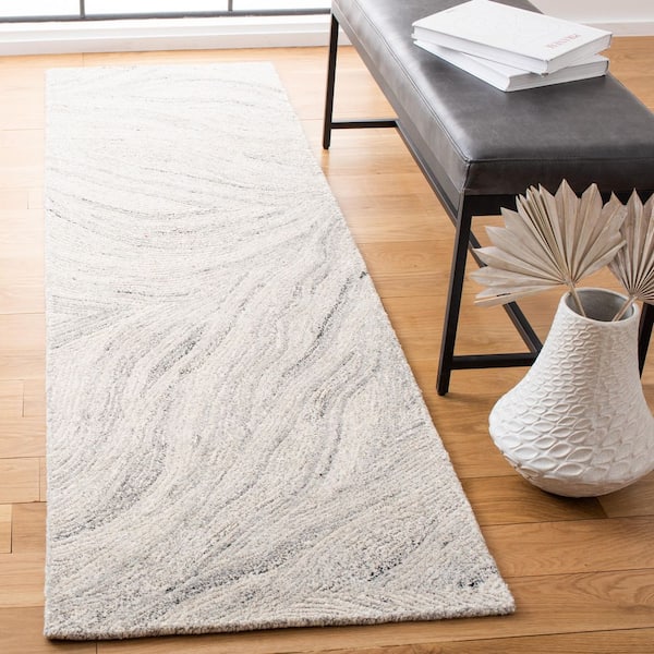 Metro 2 ft. x 10 ft. Ivory/Silver Arbor Swirl Runner Rug