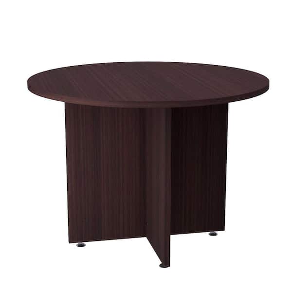 42 in. W Round Espresso Wood Conference Table Desk