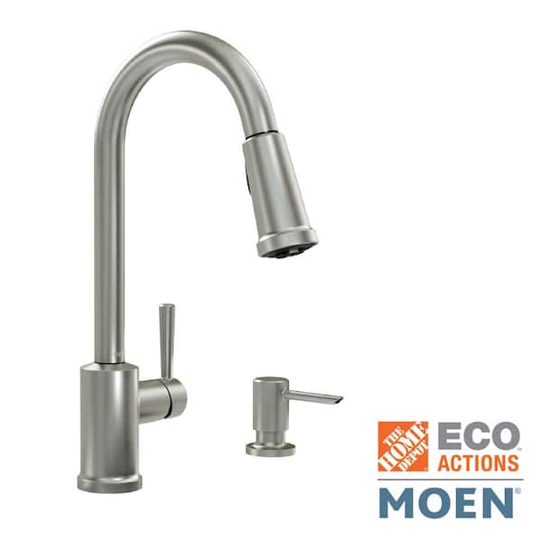 MOEN Indi Single-Handle Pull-Down Sprayer Kitchen Faucet with Reflex and Power Clean in Spot Resist Stainless