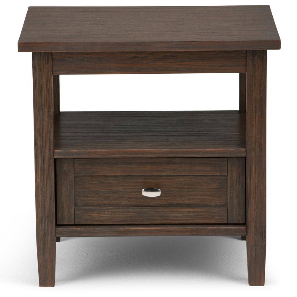 Farmhouse Brown Wood and Metal End Table with Storage