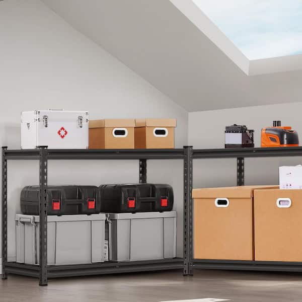 4-Tier Heavy Duty Storage Shelves, 2400 lbs., Adjustable Steel Garage Shelving 20 x 40 x 60 in. for Kitchen, Black