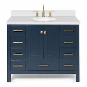 Cambridge 43 in. W x 22 in. D x 36 in. H Vanity in Midnight Blue with Pure White Quartz Top