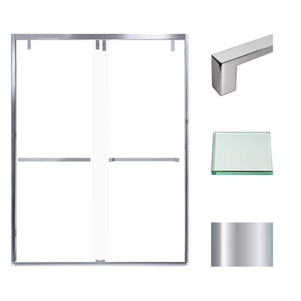 Transolid Eden 60 in. W x 80 in. H Sliding Semi-Frameless Shower Door in Polished Chrome with Clear Glass