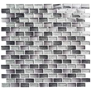 Highline Urbano Black/Gray 12 in. x 12 in. Smooth Glass Brick Joint Mosaic Tile (5 sq. ft./Case)