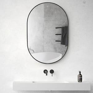 24 in. W x 42 in. H Rectangular Shape Stainless Steel Framed Mirror Wall Mount Bathroom Vanity Mirror Black/Matte