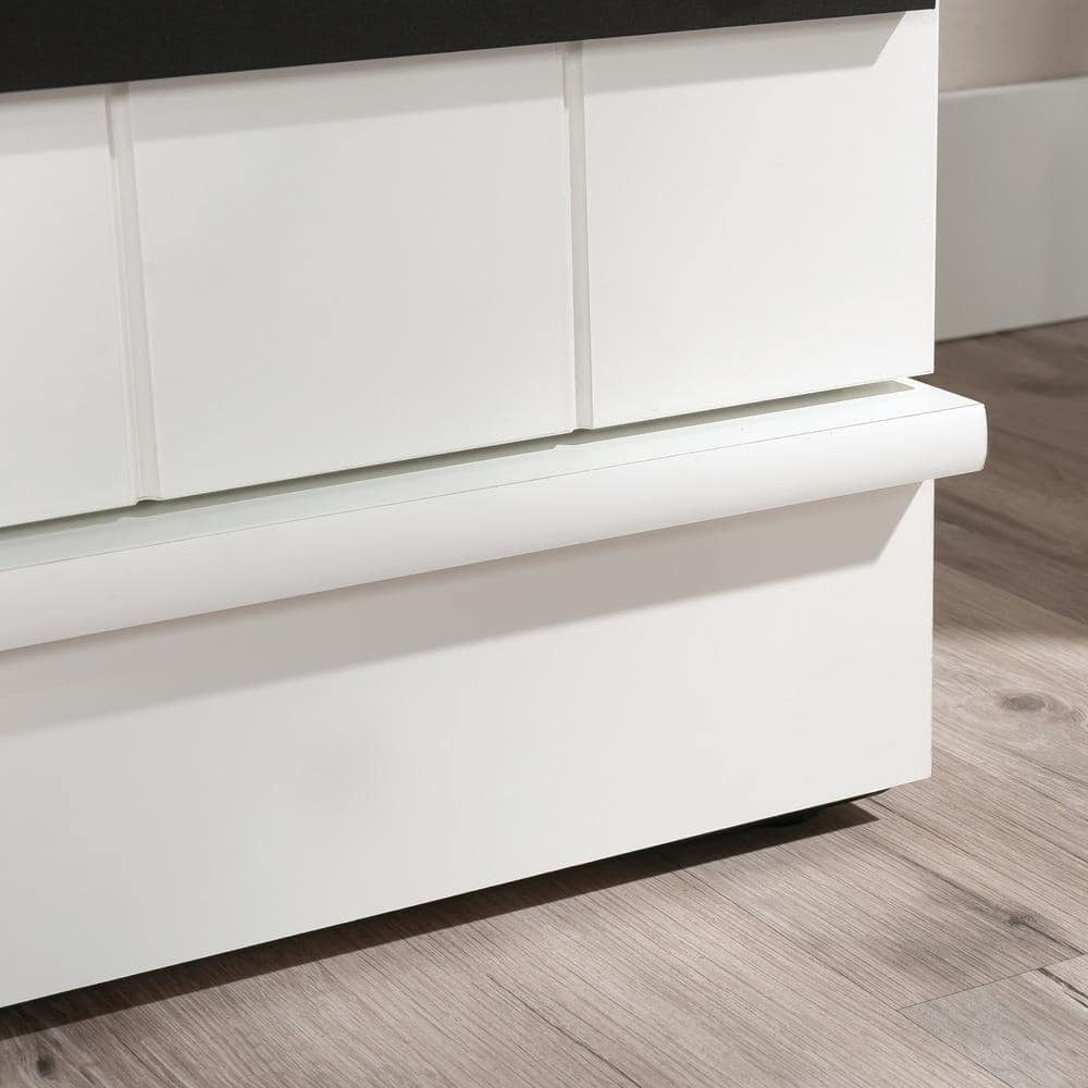 Soft White Tall Kitchen Pantry Cabinet with Adjustable Shelves
