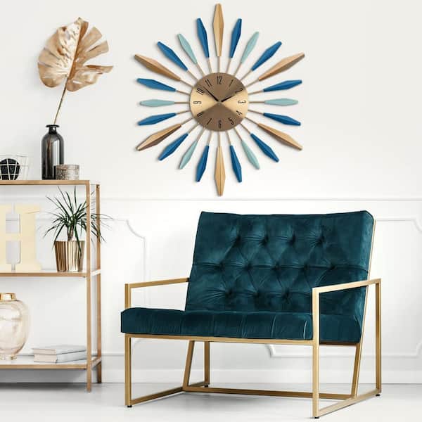 27.6 in. Gold Large Mid Century Wall Clock NYEH78G474 - The Home Depot