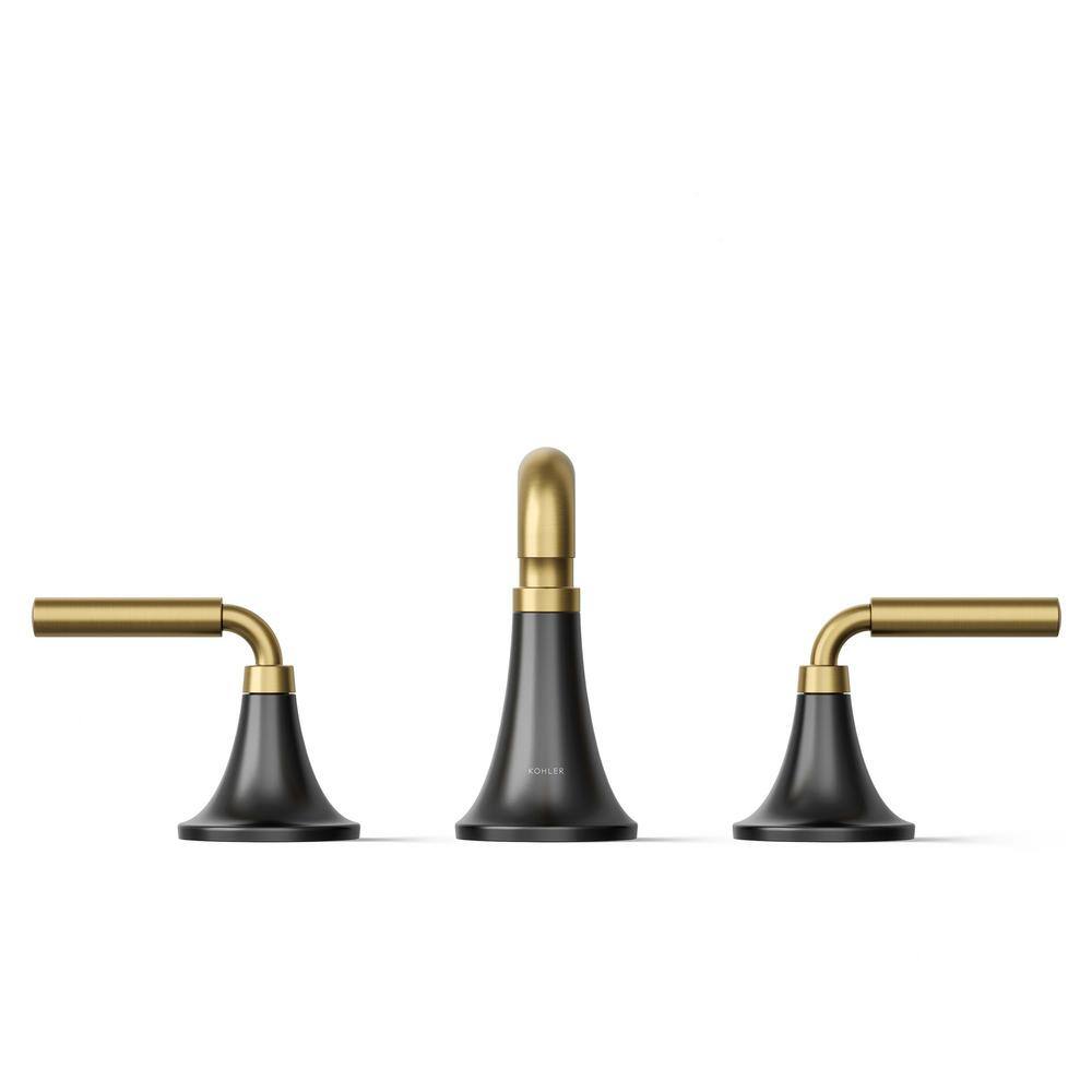 Matte Black and Moderne Brass Widespread Bathroom Faucet