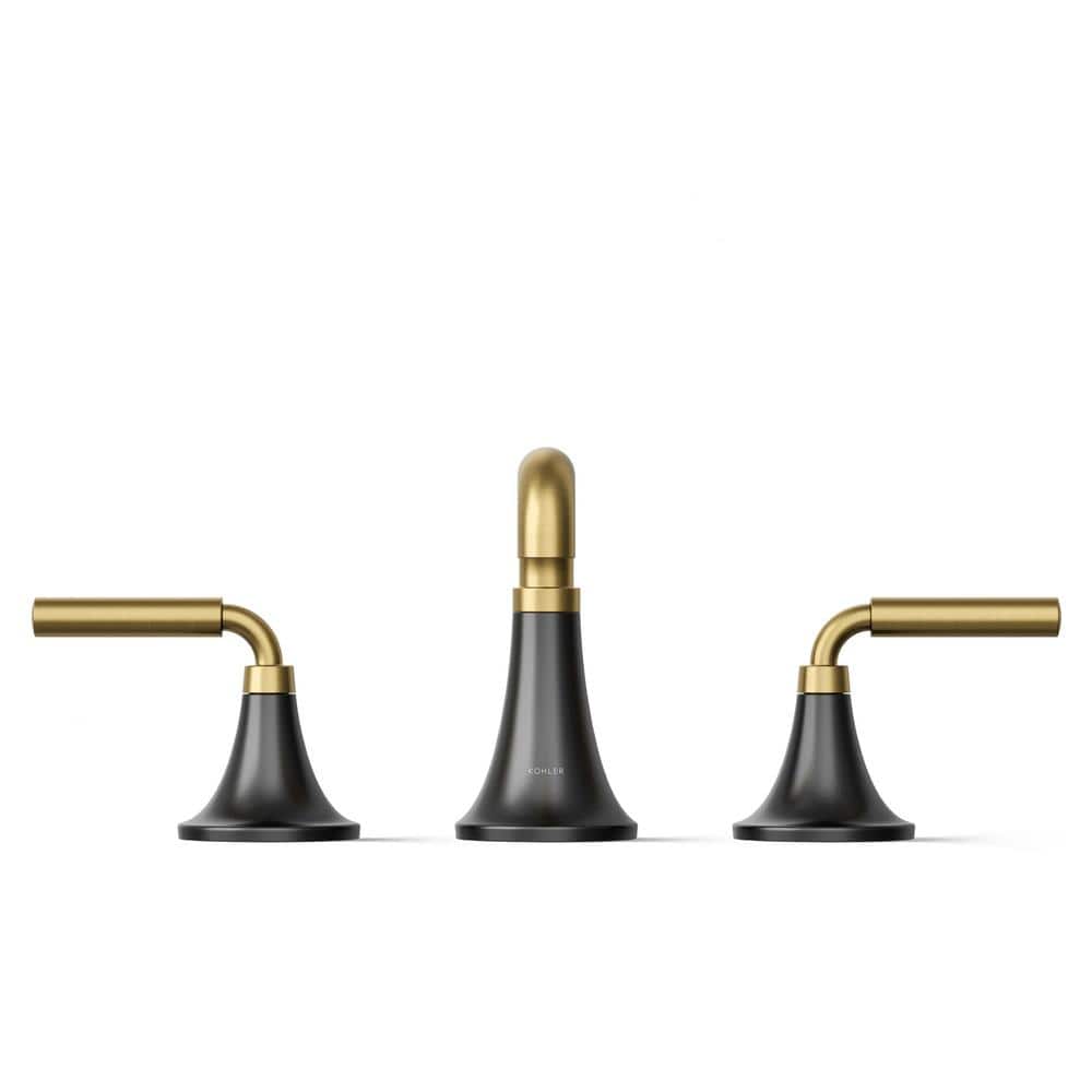 Matte Black and Moderne Brass Widespread Bathroom Faucet
