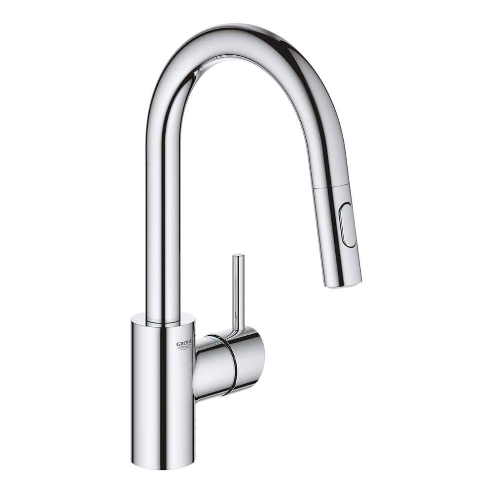 Modern Sleek Chrome Kitchen Faucet with Pull-Out Spray