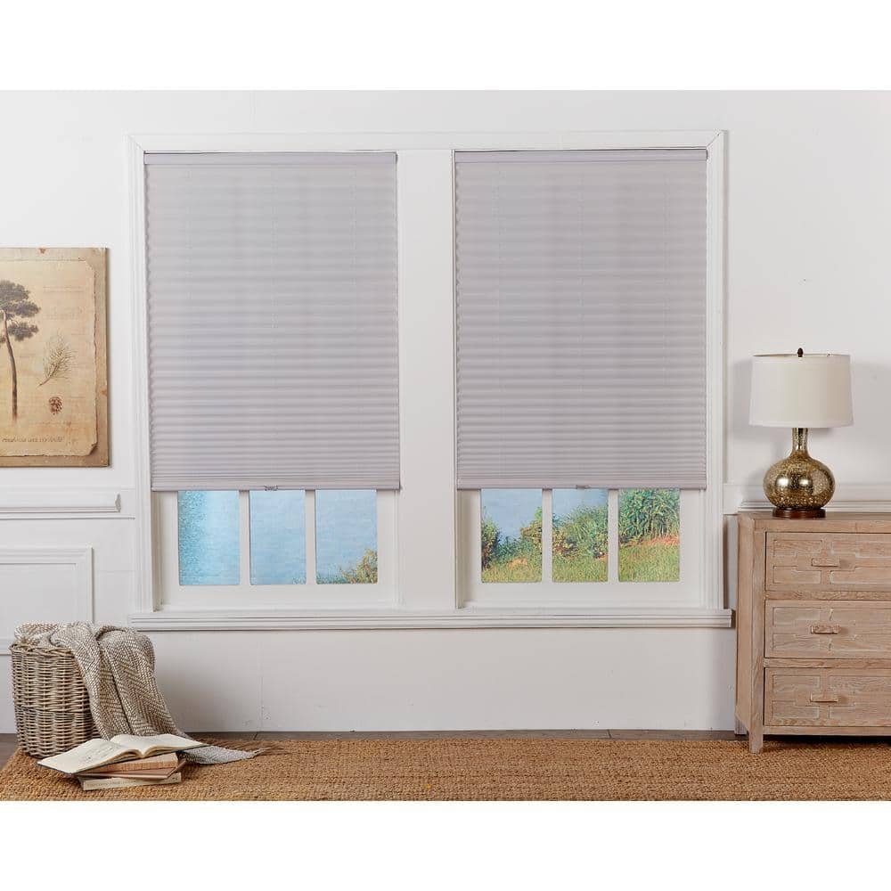 Silver Gray Cordless Light Filtering EZ Stick No Tools No Drill Polyester Pleated Shades-41.5 in. W x 42 in. L price history on PriceWatchPro