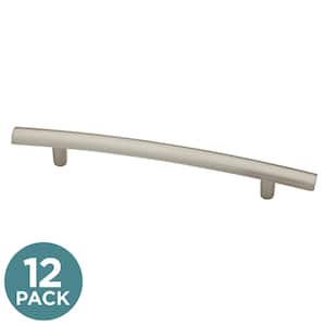 Arched 5-1/16 in. (128 mm) Satin Nickel Cabinet Drawer Bar Pull (12-Pack)