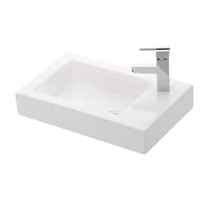 Wall Mount / Bathroom Vessel Sink in Ceramic White