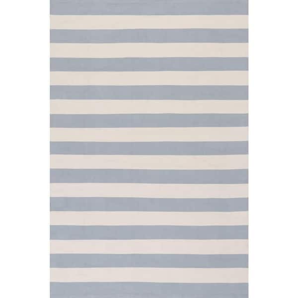 Banks Stripe Handwoven Swedish Blue 5 ft. x 7 ft. Outdoor Area Rug