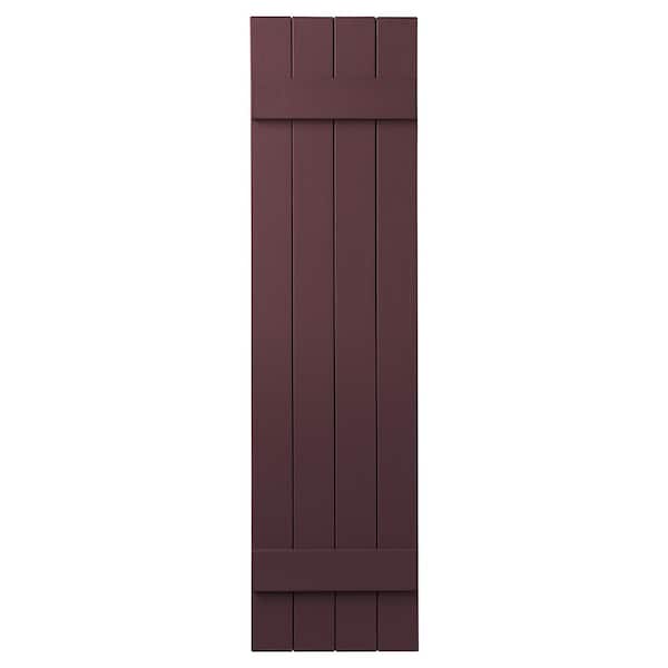 Ply Gem 15 in. x 47 in. Polypropylene 4-Board Closed Board and Batten Shutters Pair in Vineyard Red