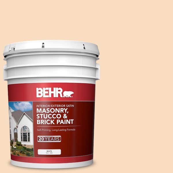 BEHR 5 gal. #M240-2 Pinch of Pearl Satin Interior/Exterior Masonry, Stucco and Brick Paint