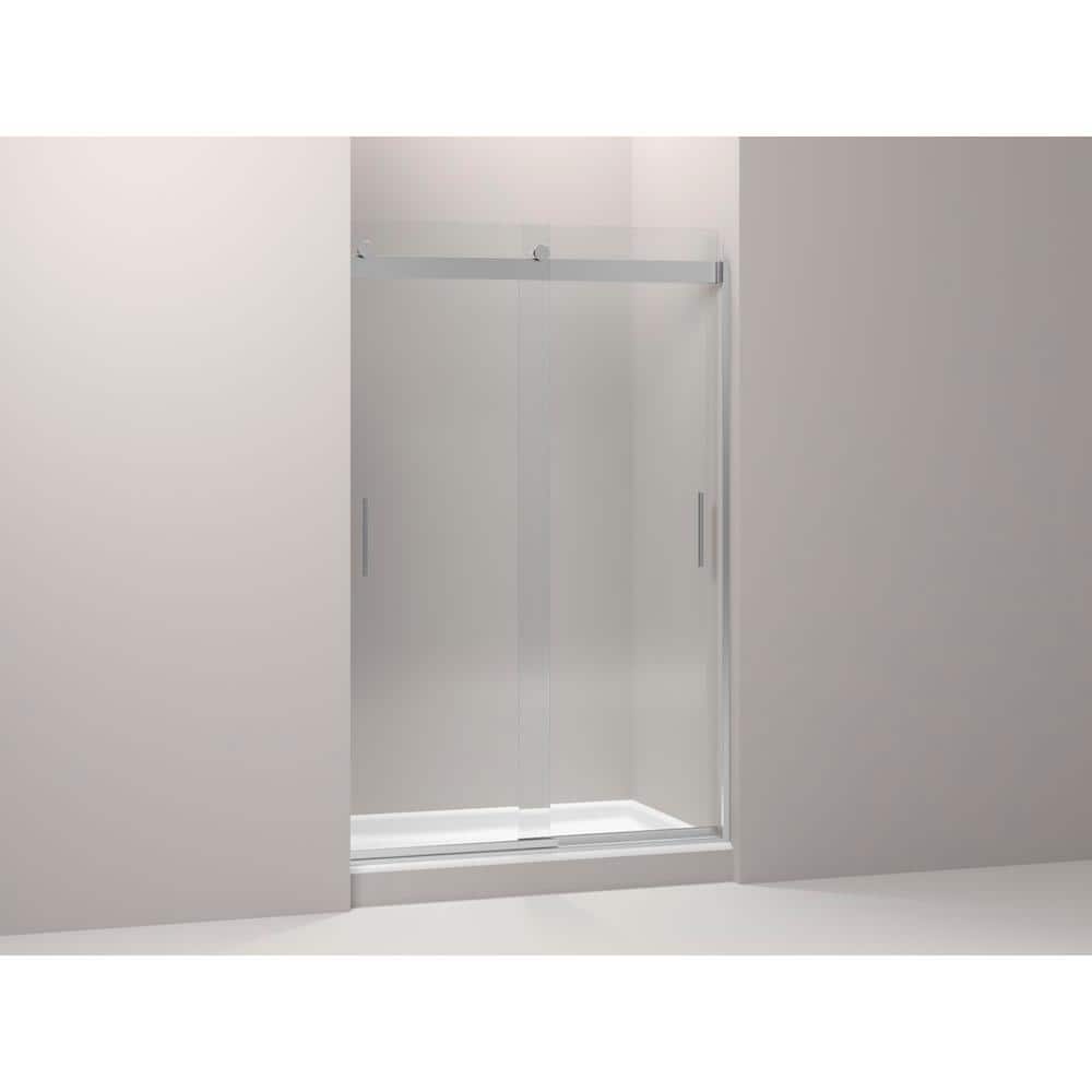 Levity Silver and Clear Glass Sliding Shower Door