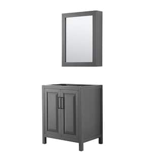 Daria 29 in. W x 21.5 in. D x 35 in. H Single Bath Vanity Cabinet without Top in Dark Gray with Med Cab Mirror