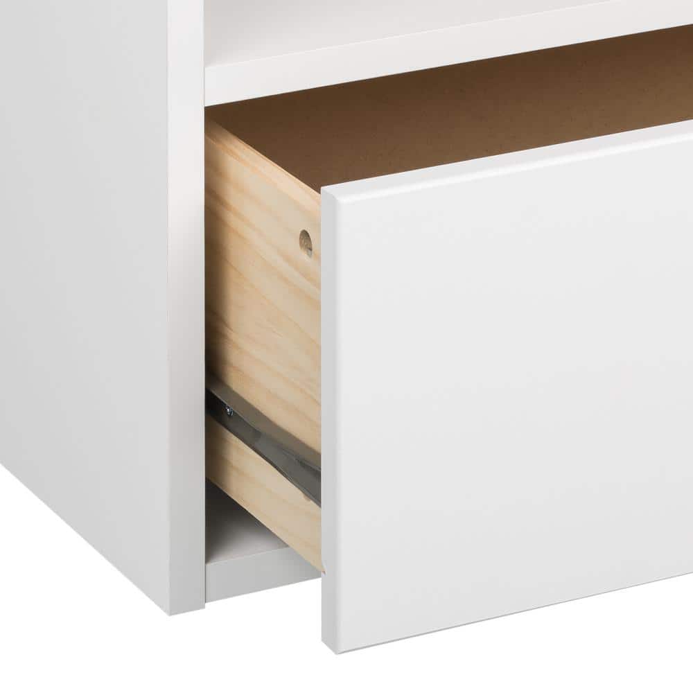 White Wall-Mounted Dresser and Nightstand Set with Brass Knobs