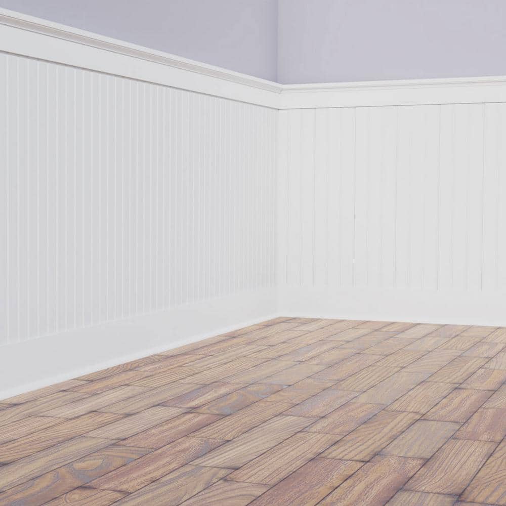 Deluxe White PVC Beadboard Wainscoting Kit for 104" Height