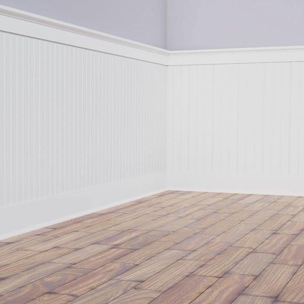 Ekena Millwork 5/8 in. x 96 in. x 104 in. PVC Deluxe Beadboard Wainscoting Moulding Kit (for Heights up to 105-5/8 in.)