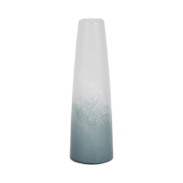 Liv & Skye 15 in. Light Blue Glass Waters Decorative Vase