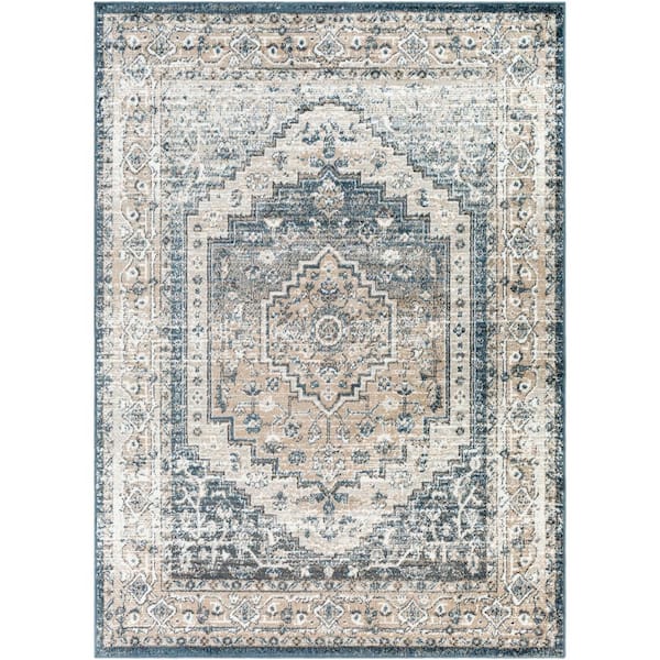 Livabliss Kassidy Navy 8 ft. x 10 ft. Traditional Indoor Area Rug