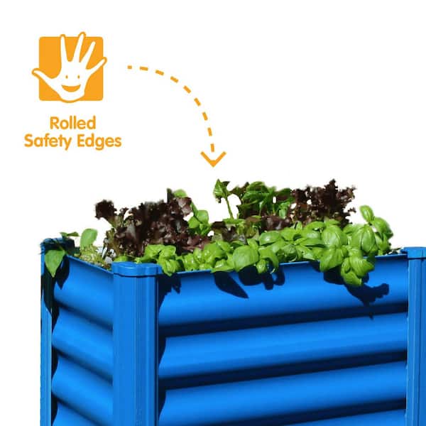 Hakea 1.8 ft. W x 1 ft. D x 1.3 ft. H Blue Galvanized Steel Rectangular Outdoor Kids Raised Garden Bed (1-Pack)