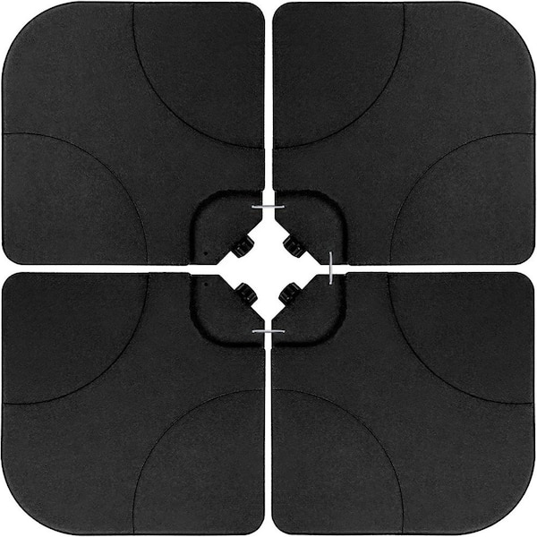 Cesicia 4pcs HDPE Cantilever Offset Patio Umbrella Base with U Locking Shape Weights Water in Black