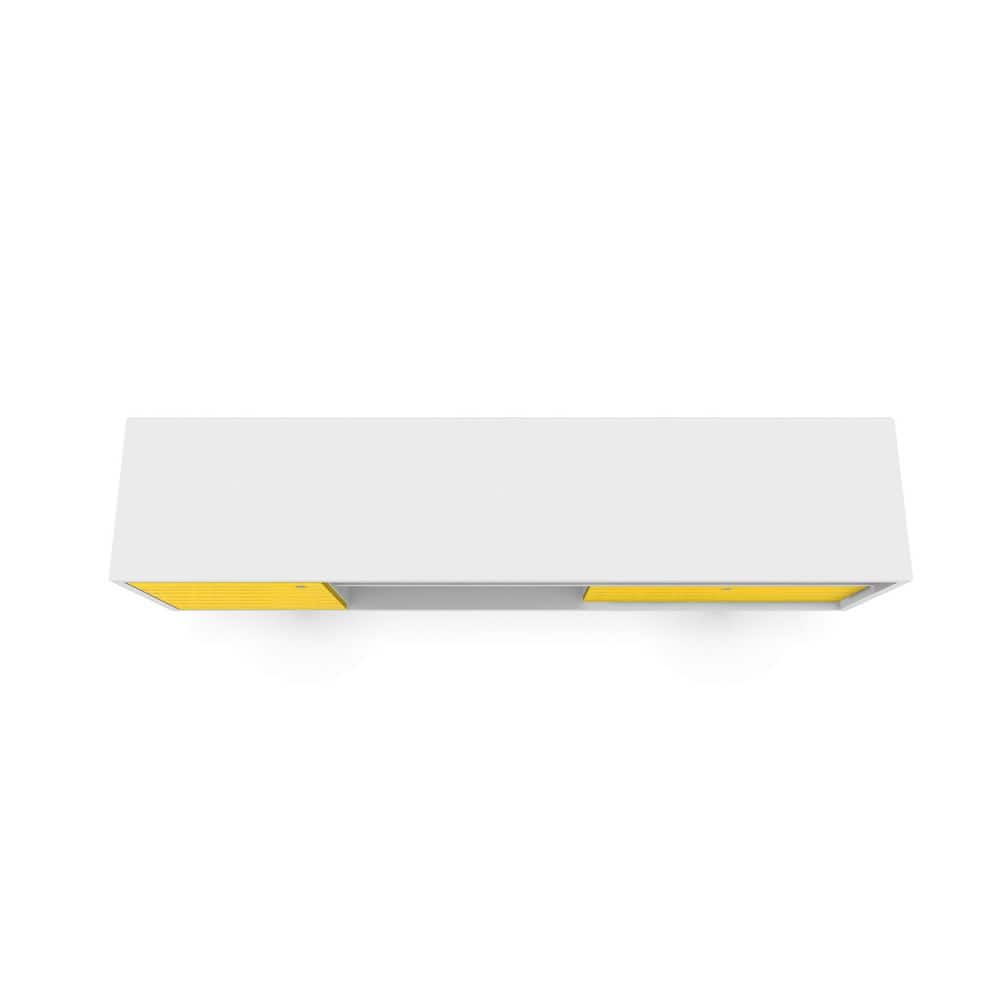 White and Yellow Mid-Century Modern TV Stand with Cabinet