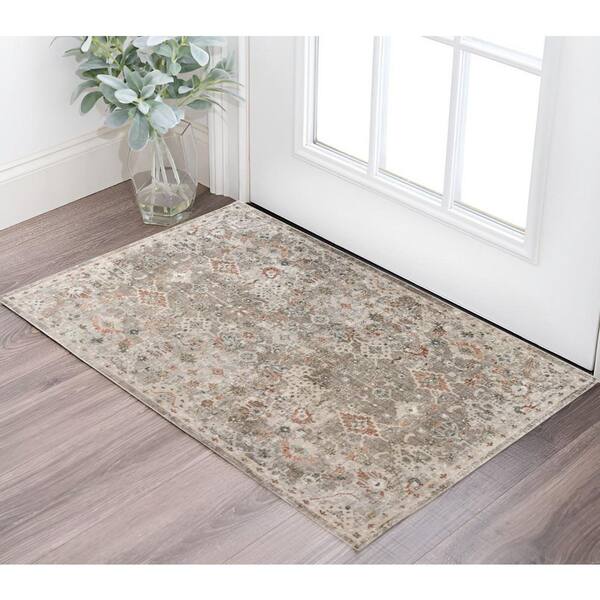 3 ft. x 5 ft. Blue and Brown Medallion Area Rug