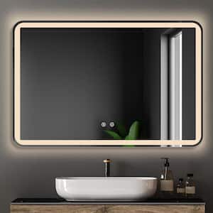 60 in. W x 36 in. H Lighted Rectangular Backlit Touch Sencer Frameless Wall Mounted Bathroom Vanity Mirror in Silver
