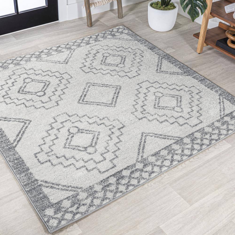 JONATHAN Y Amir Moroccan Beni Souk Cream/Gray 6' Square Area Rug