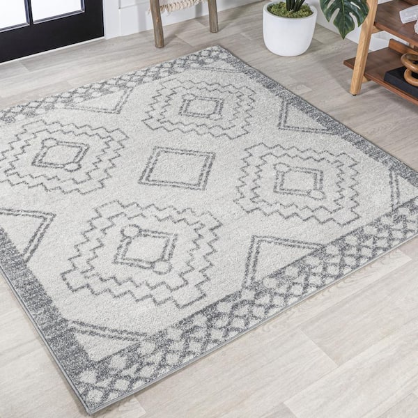 Amir Moroccan Beni Souk Cream/Gray 5 ft. x 5 ft. Square Area Rug