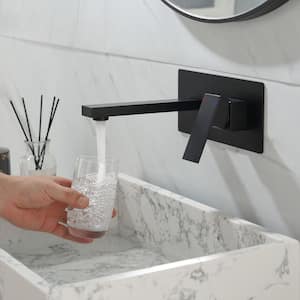 ABAD Double-Hole Single-Handle Bathroom Wall Mount Faucet in Matte Black