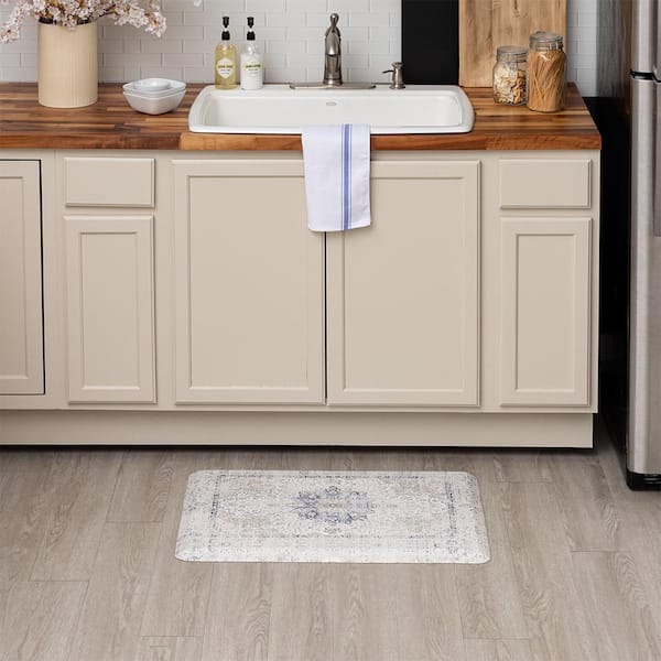 Fresco Charm Gray 20 in. x 32 in. Indoor Comfort Kitchen Mat