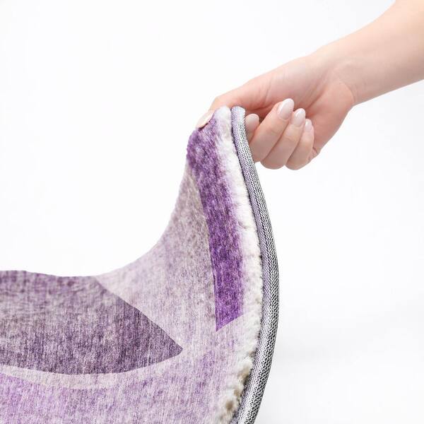 Dream Shag Premium Machine Washable Abstract ADS665 Eggplant 8 ft. x 8 ft. Round Rug