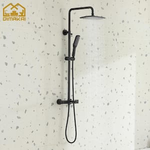 2-Spray Patterns 10 in. 1.5GPM Wall Mounted Dual Shower Heads Shower System with Slide Bar in Matte Black