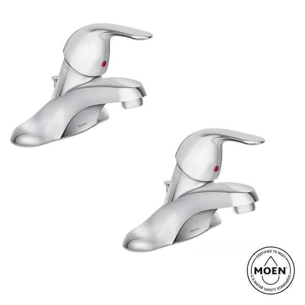 MOEN Adler 4 in. Centerset Single Handle Bathroom Faucet in Chrome (2-Pack)
