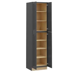 Grayson Deep Onyx Painted Plywood Shaker AssembledUtility Pantry Kitchen Cabinet Soft Close 24 in W x 24 in D x 96 in H