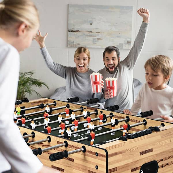 Arcades Soccer Game Table for Multiplayer with 2 Balls GYMAX 48” Foosball Table Score Keepers Wooden Competition Sized Foosball Table for Adults and Kids 