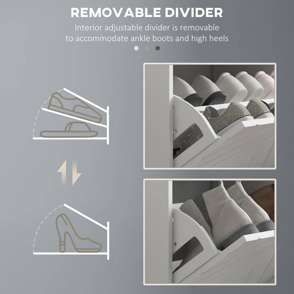 White MDF Shoe Bench with Storage and Cushion