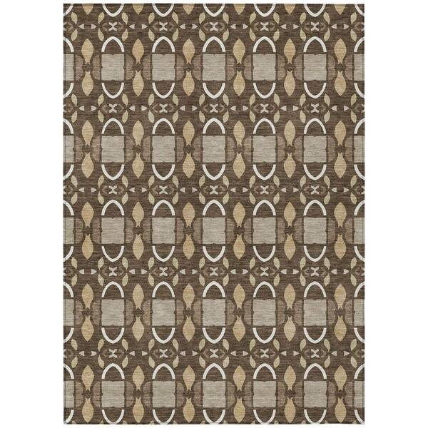 Chantille Machine Washable Indoor/Outdoor Abstract ACN2920 Chocolate 10 ft. x 14 ft. Area Rug