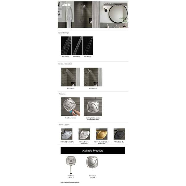 KOHLER Fordra 3-Spray Patterns with 1.75 GPM 5.375 in. Wall Mount