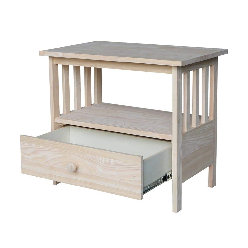 Unfinished Solid Parawood Mission TV Stand with Drawer