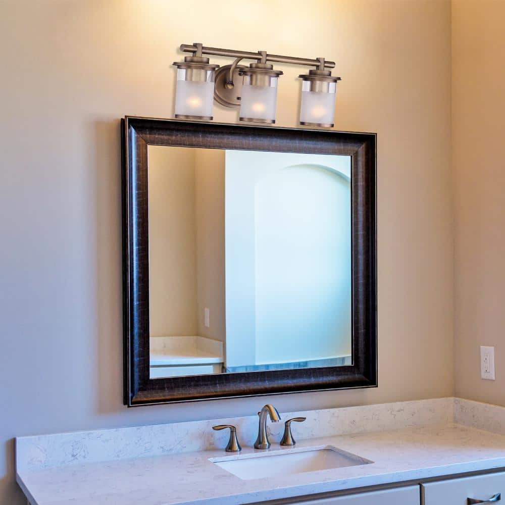 Essence 23.25 in. 3-Light Old Satin Brass Transitional Vanity Light with Frosted and Clear Edge Glass Shades price history on PriceWatchPro