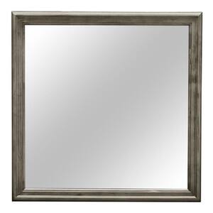 Minimalist Stylish 38 in. W x 38 in. H Square Framed Gray Decorative Mirror