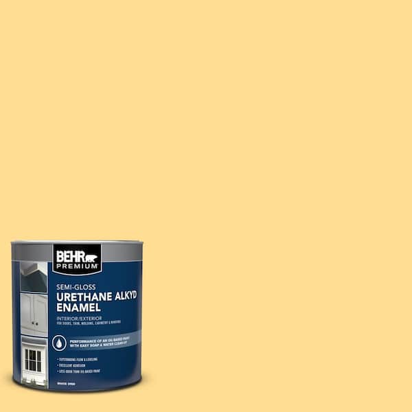 BEHR PREMIUM 1 qt. #320B-4 Lemon Pound Cake Semi-Gloss Enamel Urethane Alkyd Interior/Exterior Paint