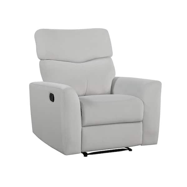 Lazzara Sherbrook Gray Velvet Fabric Manual Recliner
