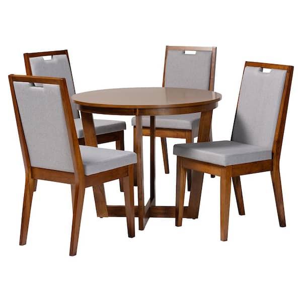Baxton Studio Ana Grey and Walnut Brown 5-Piece Dining Set